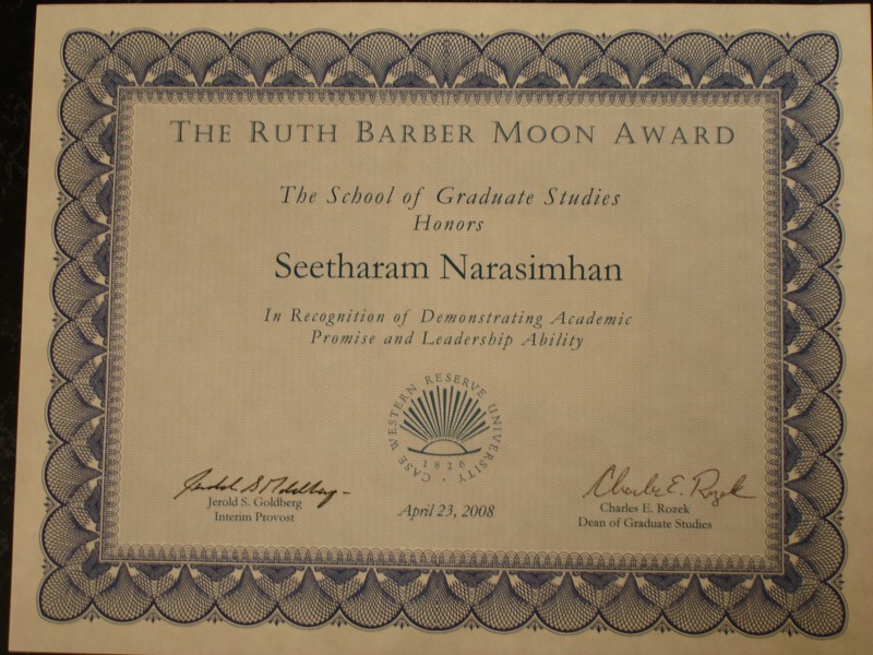 Ruth Barber Moon Award - Seetharam