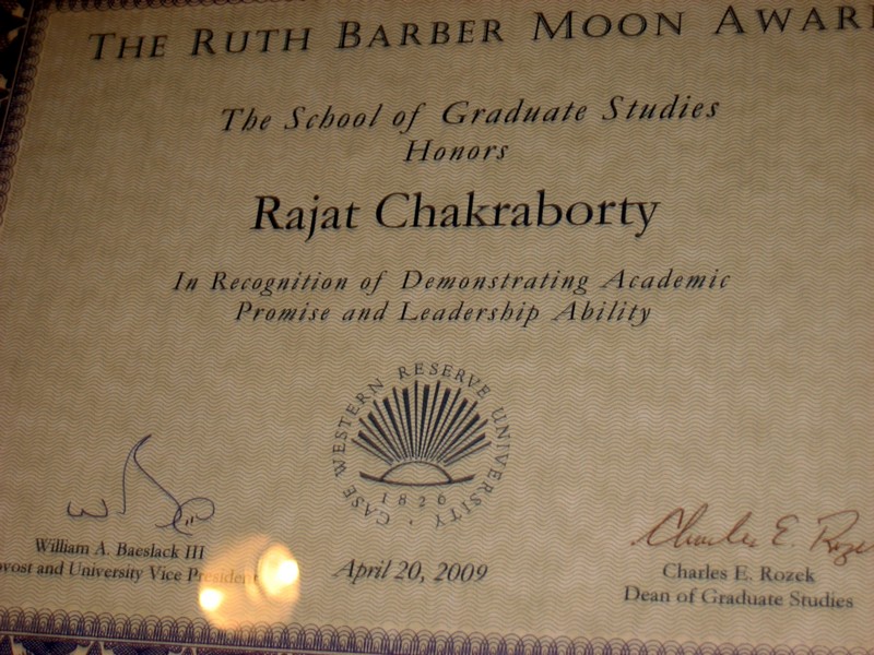Ruth Barber Moon Award - Rajat